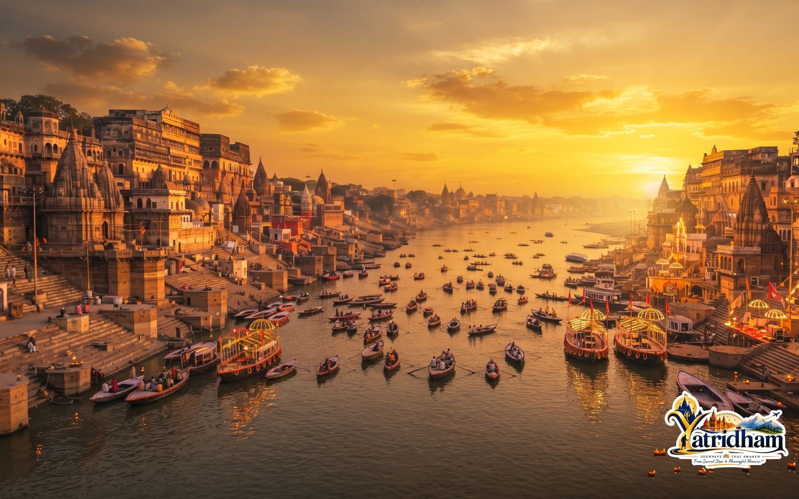 Ganga ghats in Varanasi, the starting point of the three-city spiritual circuit